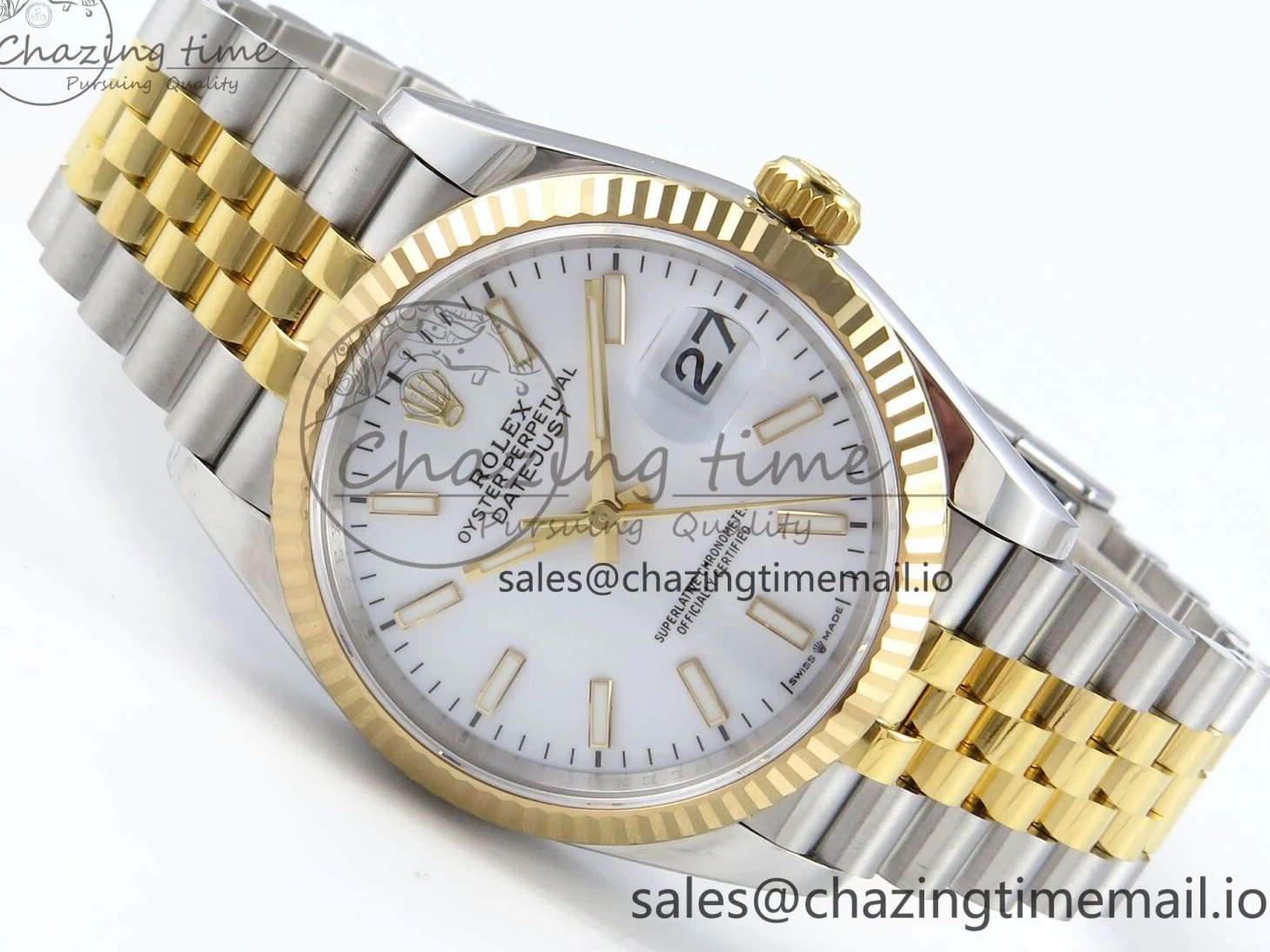 MiroTime 0126 DateJust 36 126233 EWEF Best Edition White Dial Stick Marker on SS YG Jubilee Bracelet A Affordable 618